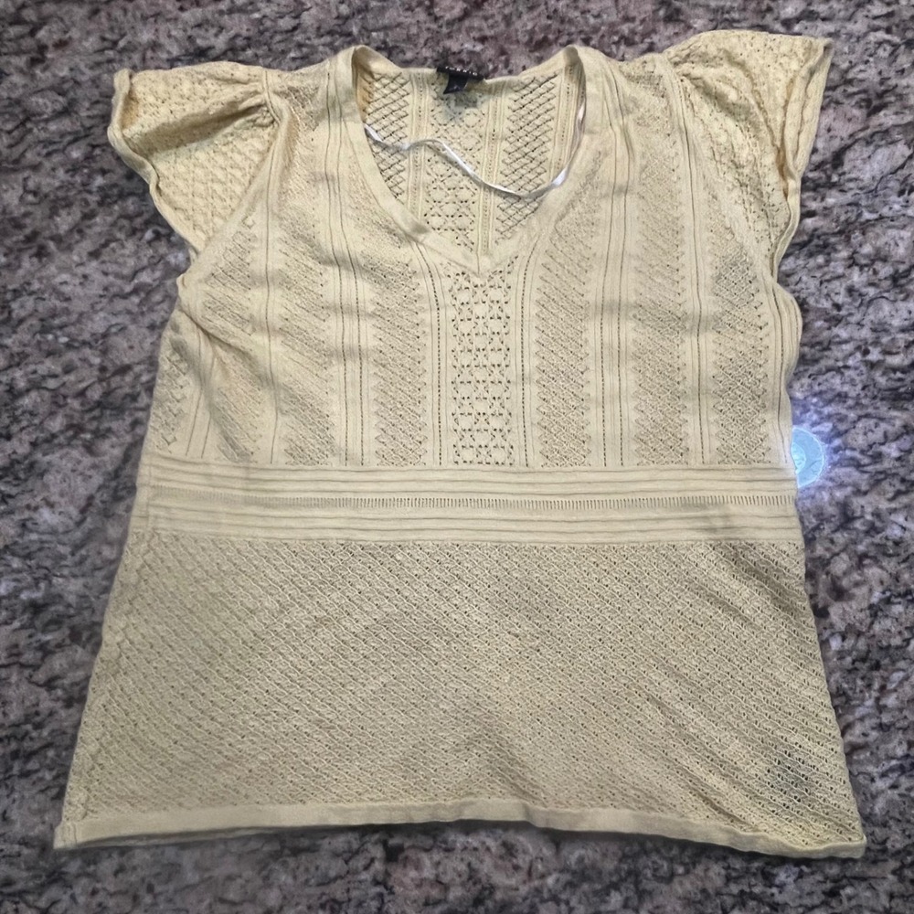 Torrid Yellow Pointelle Knit V-Neck Flutter Sleeve Top Plus Size‎ 2